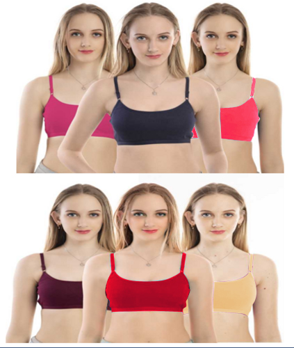 Slip-on Strapless Bra for Teenagers, Girls Beginners Bra Sports Cotton  Non-Padded Stylish Crop Top Bra Full Coverage Seamless Non-Wired Gym  Workout Training Bra for Kids (Pack of 21)